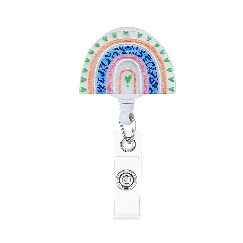 Wholesale Rainbow Acrylic Retractable Badge Reel Keychain